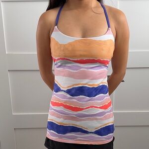 Women’s Multi-Stripe Spaghetti Strap Long Tank Top Purple/Orange Lululemon Sz 8